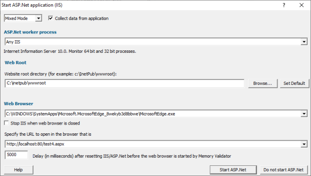 Start ASP.Net application on IIS